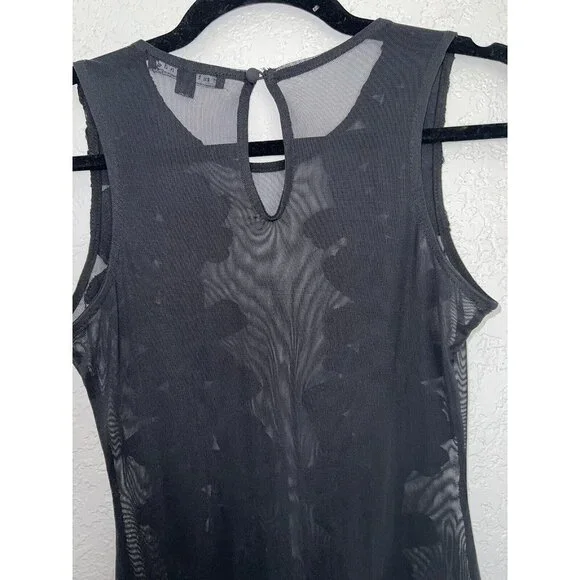 HAUTE Monde Black Bodysuit Sheer Floral Sleevless Size M Womens Sexy G - Picture 9 of 11